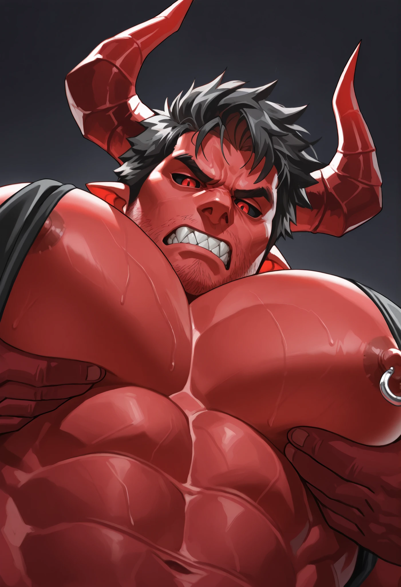 ((A boy with devilish wings)),A face contorted in pain,Crying face,Wide open mouth,profuse sweat and drool,,A huge amount of sperm is spurting out of the huge penis,A well-trained body like a bodybuilder, Group Sex,Self-fellatio,Masturbation,Bigger muscles,Lean back,Ahegao,cowboy position,Based on anatomy,Hero Suit,cum overflow,tentacle bound wrists,2People's bodies are stacked on top of each other,Addicted to drugs,Yugi Muto