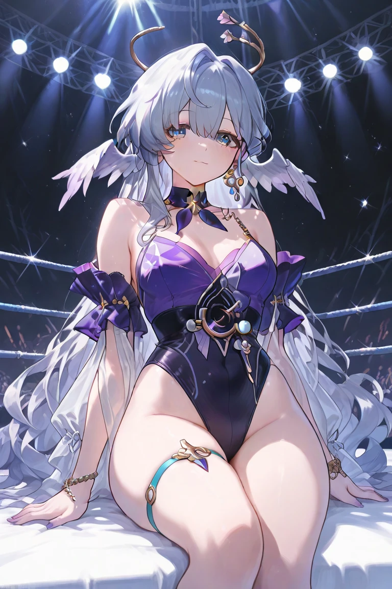 Ultra-high resolution, 1 Girl, 18 years old, (Idols:1.4), (Famous actresses :1.4), (Beautiful detailed face:1), ((Best Quality)), Cinematic Light, Mood lighting, (((Perfect Anatomy:1.10))), (Finely detailed face:1.2), (Representative works:1.5), (Best Quality:1.2), Looking at Another, Lipstick, V-shaped eyebrows, V Line Jaw, ((Prevents clothing from digging into the skin)), (Sexually painful facial expression:1.3), (Heavy breathing:1.3), (The background is blurred), Glossy texture, Strong winds:1.3, (Long hair blown by the wind:1.3), (Her eyes are black:1), ((Watery eye:1)), ((Perfect Face:1.4)), ((Beautiful detailed eyes)), ((Shiny skin:1.3)), (Extremely smooth expressed skin), ((((Sweaty skin:1.4)))), White Skin, Slender, Narrow nose, (Narrow waist:1), (Almond Eyes:1), (Medium size breasts:1.3), There is cleavage in the chest, Bangs, Light makeup, Small Ass, ((((Wrestling match venue:1.4)))), (((Inside the professional wrestling ring:1.3))), ((Sexy Sparkly Wrestling Costumes:1.3)), ((Sexy design white swimsuit:1.3), (( Intricately designed white wrestling costume:1.3)), ((((My crotch is wet:1.4)))), ((((Sweat makes clothes transparent:1.3)))), (Patent leather long wrestling boots), Thimble Skin Gloves, (((Sitting on the floor))), (((Spread your legs))), ((((Low - Angle)))), ((((View from below)))),