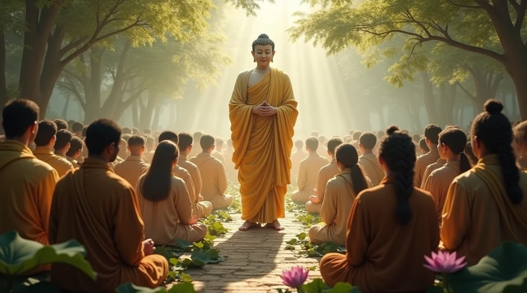 स्पीच देते हुए budha लोगो को image no कॉपी right 3d