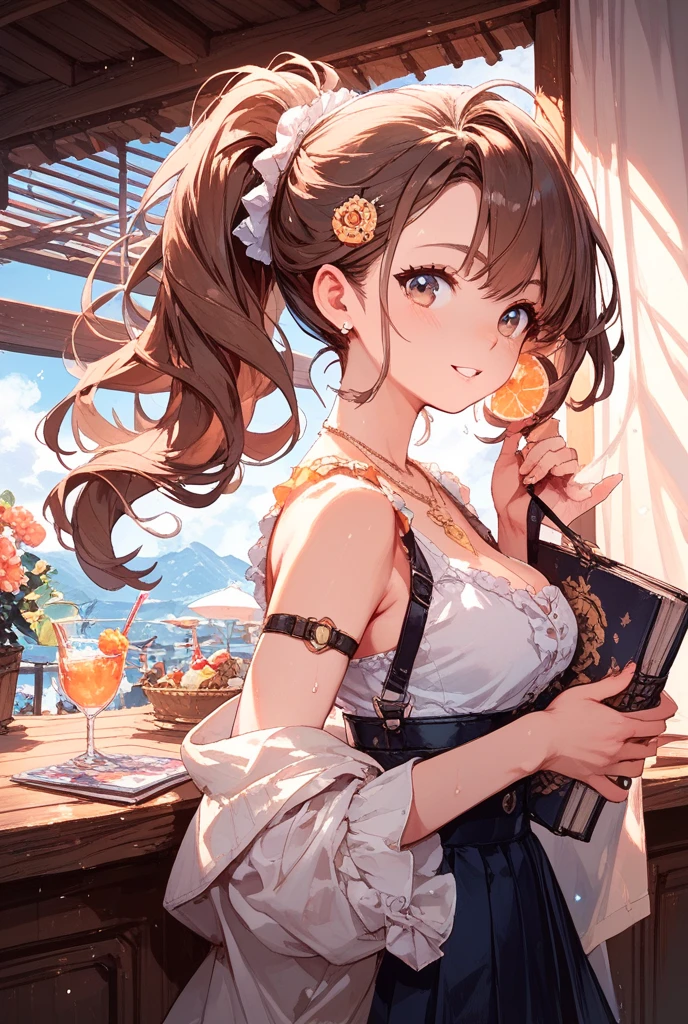 ((highest quality)), ((masterpiece)), (Get used to it), Perfect Face , beautiful girl , Cafe ,