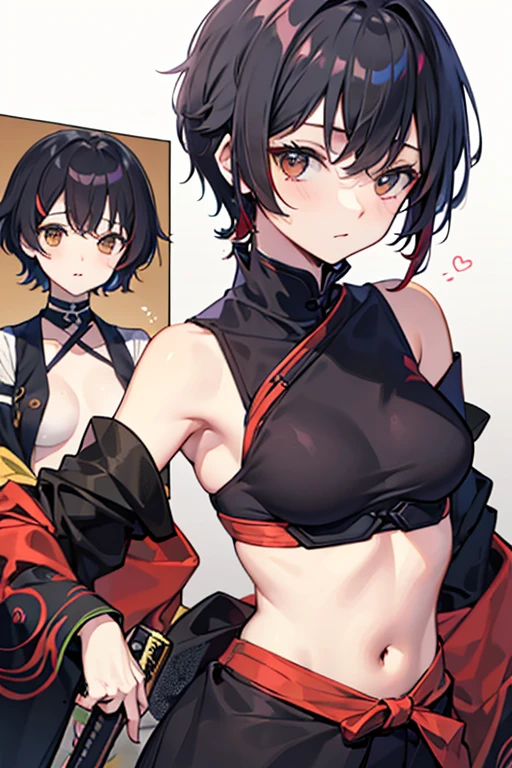 xueyihsr, looking at viewer, smile, gloves, holding, black gloves, dual dagger, glowing, holding dual dagger