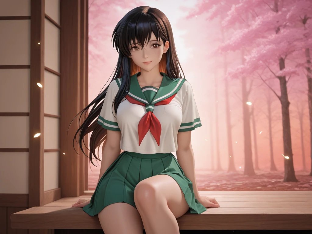 perfect and photorealistic full body illustration. Sweat and wet body, lying on the ground. In the forest, surrounded by flowers. A women model, (schoolgirl uniform: white neckline and green mini-skirt). Long light brown hair tied in a ponytail, green eyes and white skin, with a perfect body, beautiful hips, shapely legs. Big chest, beautiful gradient, Full body, Beautiful anime style girl, clean detailed facesKawaii, anime girl, massive chest, full body, Uhd digital painting, hyperdetailed triadic colors, unreal engine, fantastical, intricate detail, complementary colors, fantasy concept art, 8k resolution, deviantart masterpiece, oil painting, heavy strokes, dynamic light source, (perfect high detailed hands, perfect high detailed fingers, beautiful face, high detailed perfect eyes, perfect detailed beautiful full body),