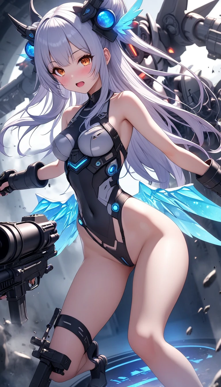 Ultra sexy anime girl with subzero type mask in well detailed urban world, beautiful almost semi naked, looking tall and many details around her podrias poner subfusil en la espalda y que tenga una pose sexy