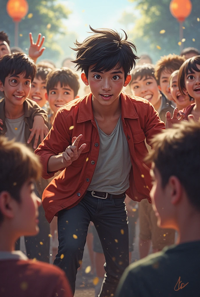 A group of people laughing at a 20 year old sad boy 