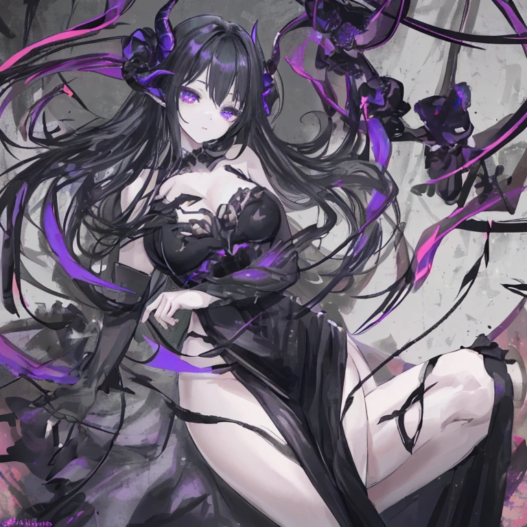 One girl　entangled in tentacles　My clothes are melting to pieces　A girl is sitting on a big flower　Ecstatic look　Being tangled up in tentacles and having both hands tied up by the tentacles　Tentacles force both legs into an M-shape　Tentacles touching chest and crotch　Young features