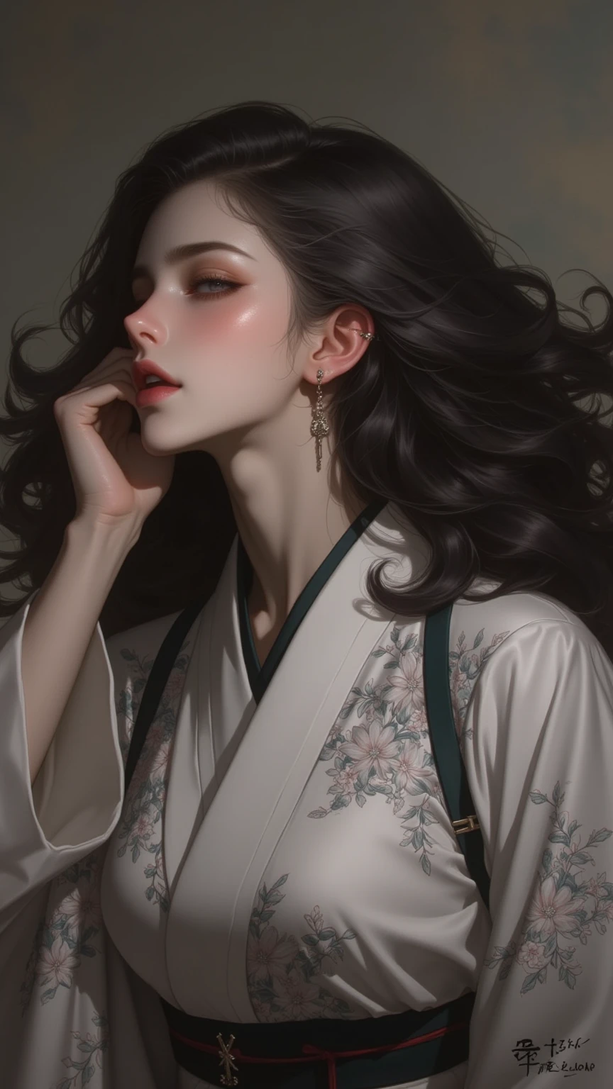 Side 32K，exteriors，Roof，People are small（tmasterpiece，k hd，hyper HD，32K）Long flowing glossy black hair，Tang dynasty complex，zydink， a color，mid afternoon（canyons）， （Linen batik scarf）， Combat posture， looking at the ground， Linen bandana， Chinese python pattern long-sleeved garment， Morning（Abstract gouache splash：1.2）， Dark clouds lightning background，sprinkling（realisticlying：1.4），Black color hair，The dust is blowing，Background fog， A high resolution， the detail， RAW photogr， Sharp Re， Nikon D850 Film Stock Photo by Jefferies Lee 4 Kodak Portra 400 Camera F1.6 shots, Rich colors, ultra-realistic vivid textures, Dramatic lighting, Unreal Engine Art Station Trend, cinestir 800，Flowing and shiny black hair,（（（National style building）））Full-body side