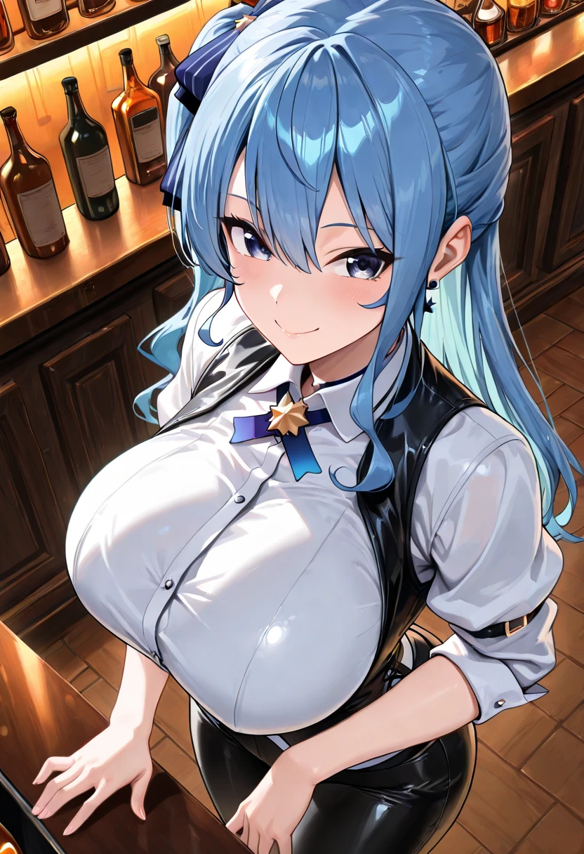 sitting, spread legs, (from above),((close up head)),Put your hand on your cheek,
Shy laugh,smile, Open your mouth, nsfw,
((Highest quality)), ((masterpiece)),(detailed),High resolution,Sharp focus,Perfect Face,{best illustration},(complete anatomy),(Huge breasts,Glamour:1.1),
shiny 肌,very shiny 肌,Shiny body,plastic glitter 肌,exaggerated shiny 肌,illuminated skin,curvy,(erection of nipple),
(非常にdetailed CG unity 8k wallpaper),(((Vibrant colors))),Official Art,dq3,Monk,One girl,Long Hair, Light blue hair,
Red eyes,Complex eyes,Beautiful fine details,Symmetrical eyes,((Huge hips:1.3)),
Blue Mithra, Blue Tabard, Cross Print, yellow elbow gloves,Yellow Boots,White see-through underwear,pubic hair,Perfect Fingers,
(indoor),((Inside a café with soft light)),(Lots of antique tables and chairs),
((Framed painting,Foliage plant,stage,Pendant lamp,(Cafe Supplies:1.2),Coffee bean shelf)),((reflected light)),
