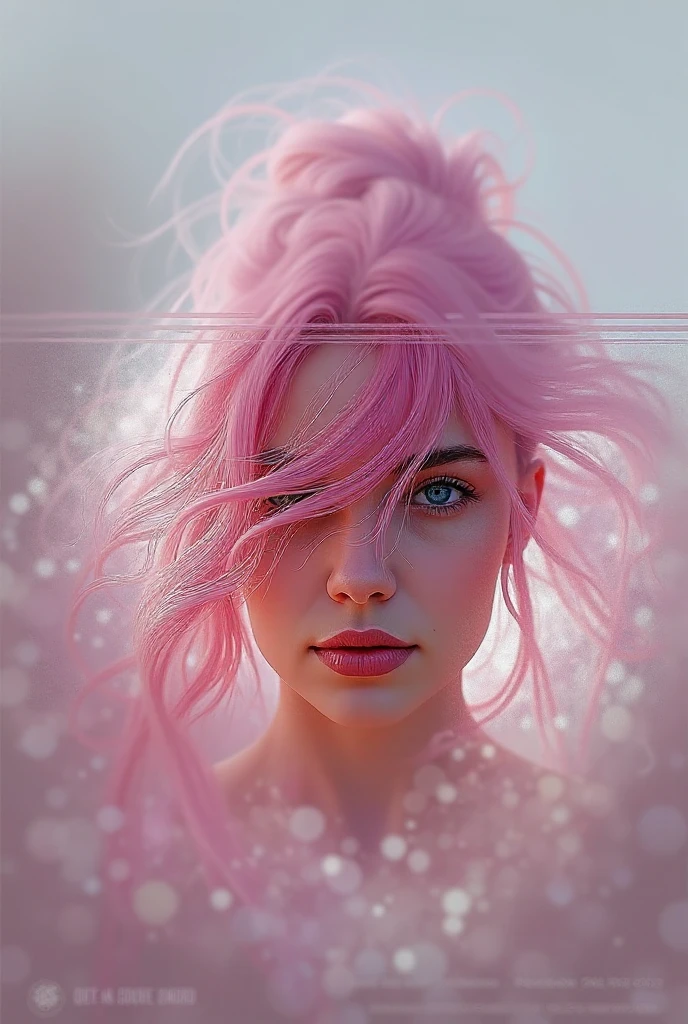 best quality, masterpiece, ultra detailed, ultra high res, realistic, bright colour, nude female, large breast, cleavage, very long pink mohawk hair, front view, under water, depth of field