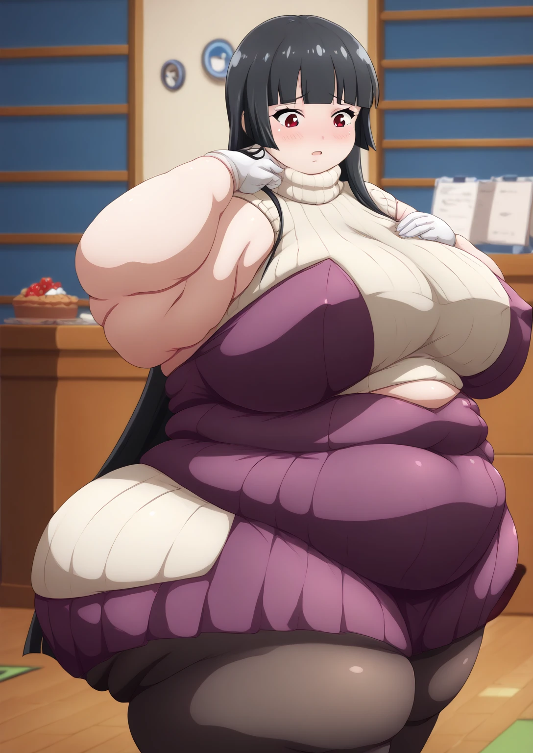 Ino yamanaka, Komono, Schneit, sat,lila Kleidung,Schulterfreie Kleidung,Spaltung,smil,Rot im Gesicht sein,drinnen im Zimmer,Nahaufnahme Nahaufnahme,mit einer guten Figur, wide hips, dicke Oberschenkel, riesiger, Huge huge natural breasts, Spaltung, reife mutter,Detaillierte Finger, Precise fingers, White hair