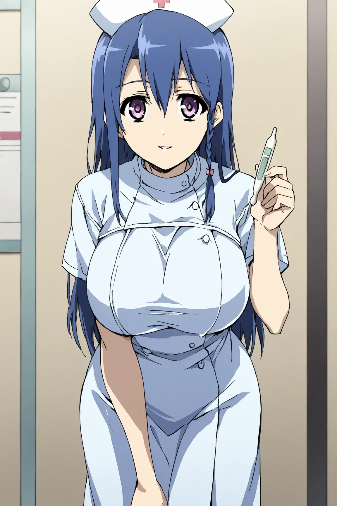 1girl, nsfw, furuderika, long hair, purple eyes, blue hair, blunt bangs, empty eyes, large breasts, nipple, Walking, Hospital, frozen, wet, crying, Naked, (1girl) , solo, Blank look, Peeing, lactation, projectile lactation