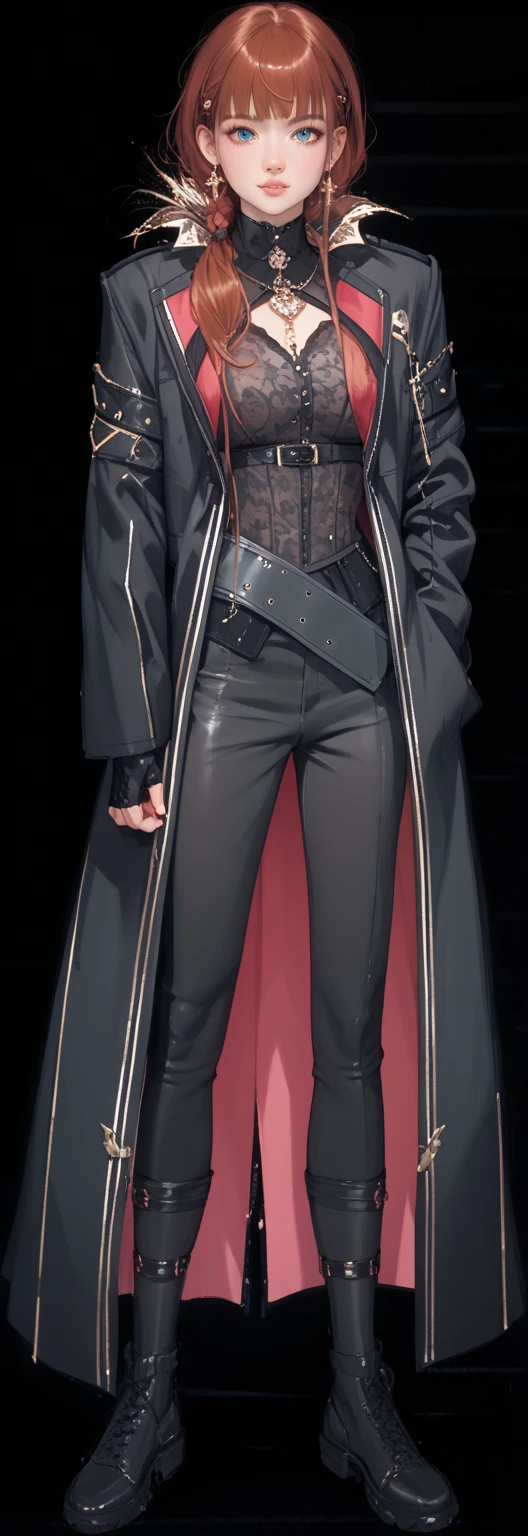 masterpiece, best quality, solo, (detailed eyes:0.9), (detailed lighting, depth of field:0.9), thighhighs, elbow gloves, skirt, long hair, boots, ponytail, zettai ryouiki, thigh boots, cape, dark skin, upper body, detailed face, detailed eyes, beauty, extremely beautiful face