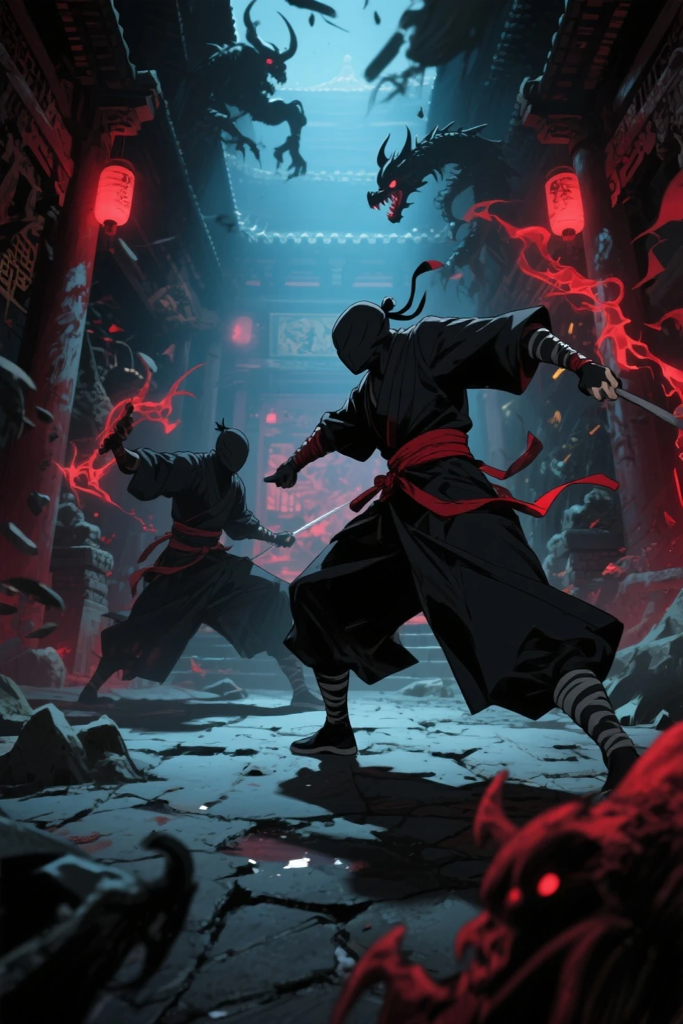 Title: The Enigmatic Samurai: A Tale of Intrigue, Honor, and Revenge

Prompt:
In feudal Japan, amidst the turmoil of clashing warlords and political factions, there exists an enigmatic samurai known only as Ushiro No Men, or "The Masked Stranger." With a mysterious past shrouded in darkness, this elusive figure dons a hauntingly intricate mask forged by ancient masters and wields an exceptionally sharp katana, forged by a legendary swordsmith, rumored to have been blessed by the gods themselves. The mask serves not only as a means of concealing his identity, but also as a reflection of his shattered yet unwavering spirit.

The Masked Stranger's legendary reputation transcends tales of his ferocity in battle, widely attributed both to his exceptional physical prowess and mastery of the samurai code, or bushido. Haunting whispers circulate amongst the common folk and noble elite alike, detailing the extraordinary lengths he will go to protect the honor and safety of those in need.

As the legend goes, Ushiro No Men appears when the oppressive hand of tyranny and injustice threatens the lives of the innocent. He emerges as a ghostly silhouette against a blood-red moon, rallying the downtrodden and fighting alongside them for justice and vengeance. Traversing the beautiful and treacherous landscapes of Japan, his relentless pursuit of justice knows no bounds.

Write a narrative that immerses the reader in Ushiro No Men's world, filled with rich sensory details, authentic cultural references, and vivid depictions of the characters and environment. The story should follow our masked hero as he unravels the threads of a deeply-rooted conspiracy orchestrated by a power-hungry warlord who is terrorizing the land. 

In the course of his journey, Ushiro No Men becomes entwined with a band of unconventional allies, each endowed with unique skills and secrets of their own. With their heartwarming bonds and shared commitment to justice, this group of misfits aids our hero