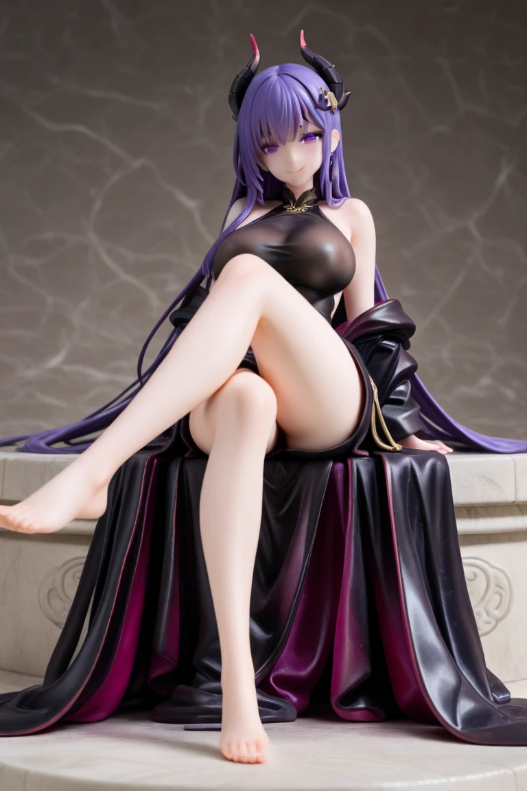 1girl, (angry), purple hair, ((hourglass figure)), black tights, (from below), looking at viewer, ((thick thighs)), ((pussy)), ((lingerie)), ((black lingerie)), ((naked breasts)), (nipples)