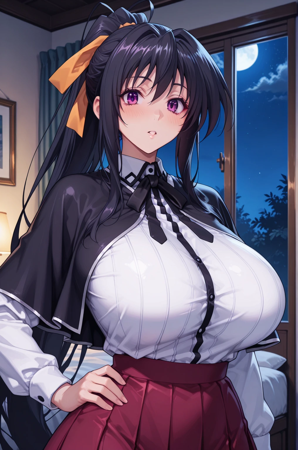 (Night:1.7), east asian architecture,
sitting at attention,sitting on Tatami,
White_kimono,
black_hair, long_hair, hair_pulled_back,parted_lips,purple_eyes, braid,
1 girl, Manga,20yo, female,Beautiful Finger,Beautiful long legs,Beautiful body,Beautiful Nose,Beautiful character design, perfect eyes, perfect face,
looking at viewer,(innocent_big_eyes:1.0),(Light_smile:1.0),
official art,extremely detailed CG unity 8k wallpaper, perfect lighting,Colorful, Bright_Front_face_Lighting,
(masterpiece:1.0),(best_quality:1.0), ultra high res,4K,ultra-detailed,
photography, 8K, HDR, highres, absurdres:1.2, Kodak portra 400, film grain, blurry background, bokeh:1.2, lens flare, (vibrant_color:1.2)
(Beautiful,gigantic_Breast (beautiful_face:1.5),(narrow_waist),(cleavage cuto