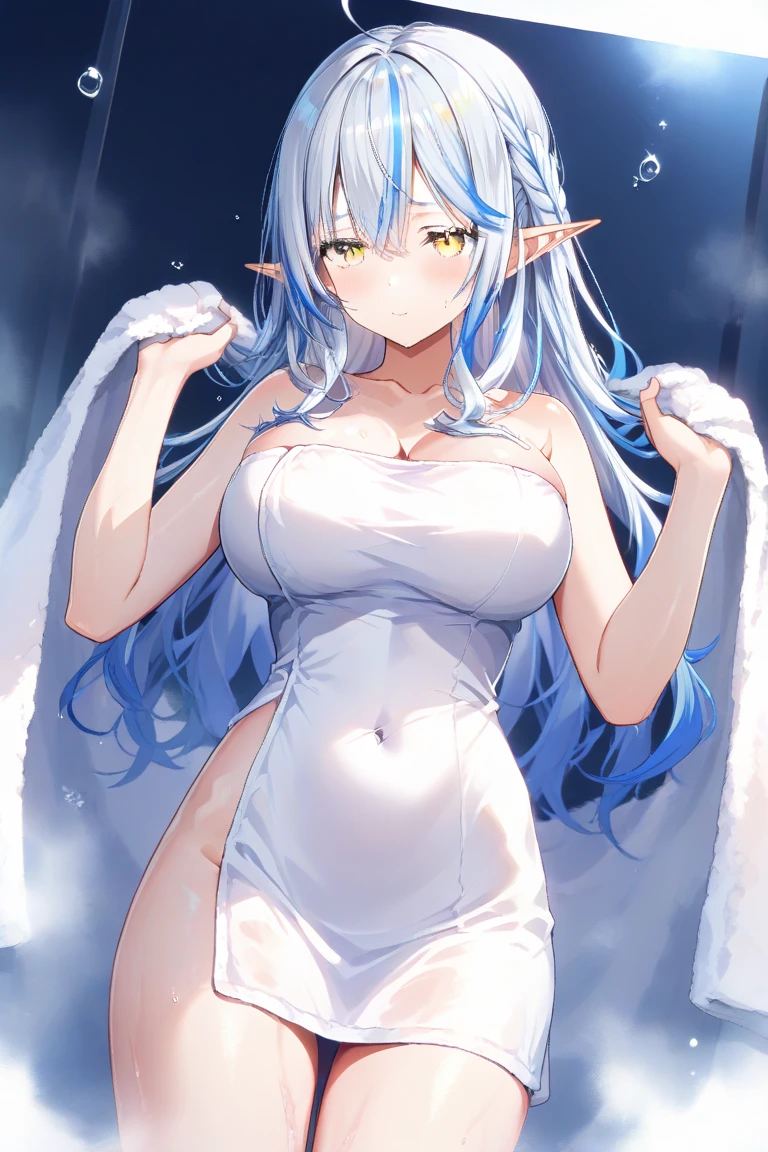 1girl, big breasts, standing, indoor, bedroom, albion, transparent