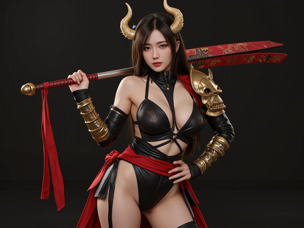 Professional , masterpiece、top-quality、photos realistic , depth of fields 、Idle Smile、maikurobikini、(Micro Bikini Armor)、Mystical expression、(cleavage of the breast)、Jewel Gold Weapon、Particles of light),Huge arsenal of gorgeous gold ,(( Dragon Protector (realisticlying:1.4),)) , (demonic wings) ,warhammer 40k 、((A dark-haired))、(demonic wings)、20 years girl、((Gangle's forest background))、Beautiful Caucasian beauty、1a person、dynamic ungle,(((Two devil's horns on the head)))、Smaller head、Idle Smile、Thin and beautiful female hands、cleavage of the breast、Mystical expression、Light Effects、intense fighting、Wind-effect、magic circles、Dragon's tail、knee、Toostock、red tattoo、Anatomically correct body、