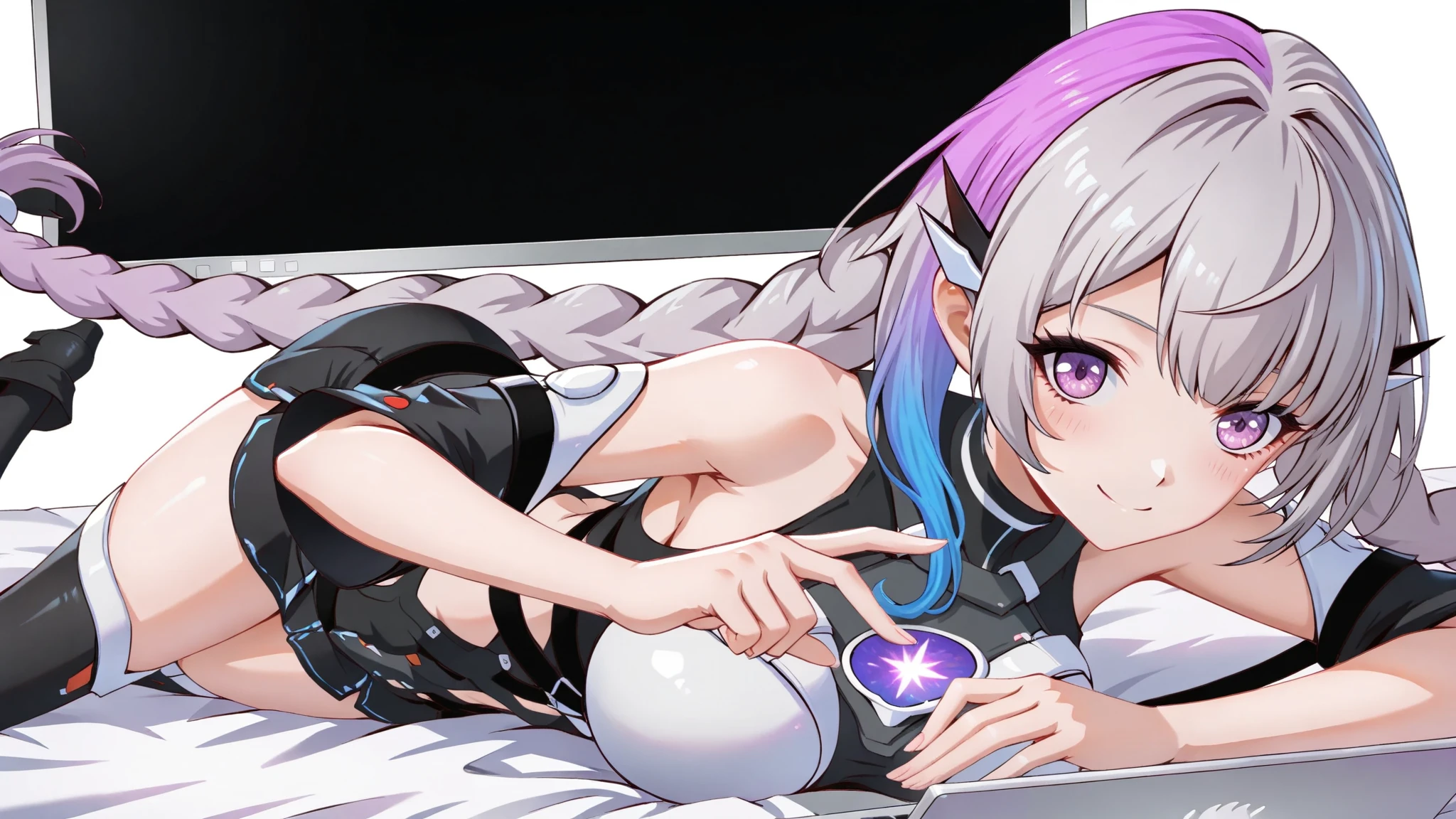 1 girl,(Top view,Prone,whole body),Anatomically correct,Cyber Girl,high quality,masterpiece,