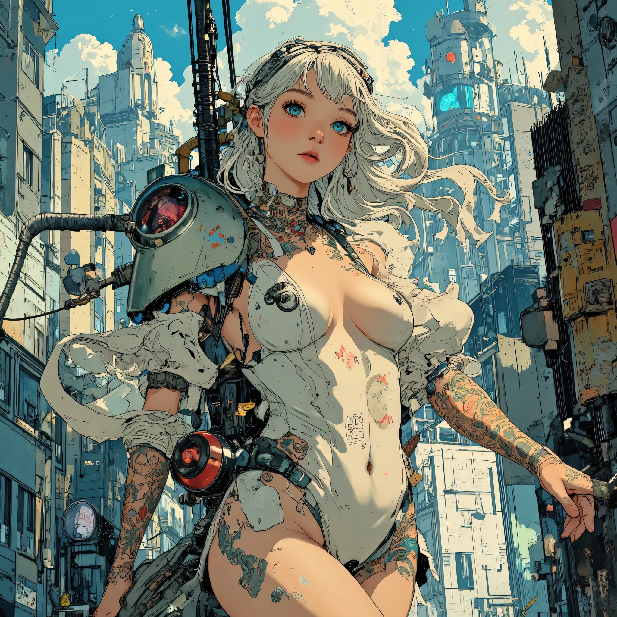 (((masterpiece, Highest quality))),(((alone:1.2))),(((One girl:1.2))),32K Wallpapers, Very detailed,(((((portfolio))))),(((((close))))),(((((breast enhancement))))),((((More Angles)))),(((highlight))),((((Heterochromia iridis)))),(((completion. Detailed face))),((((Very talented)))),(((((The most complicated bondage machine:1.4))))),(((Mechanic Girl))),((Overall colorful)),(((((Huge breasts,BDSM,nsfw