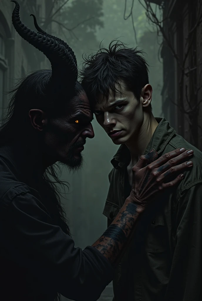 score_9, score_8_up, score_7_up, score_6_up, score_5_up, score_4_up, realistic style, photorealism, male,  demon, scary creature, rotten skin, pale skin, fangs, looking at the viewer, scary look, gloomy atmosphere, cemetery, dark lighting, volumetric lighting, (night  ), tag1, tag2