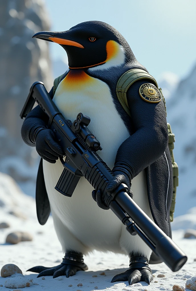 Penguin with machine gun