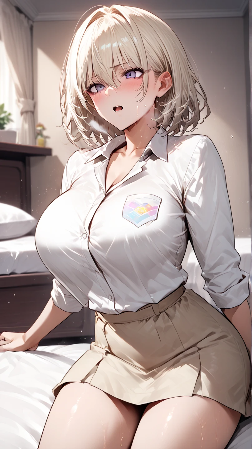 1girl,huge breast, silver hair, high quality, ultra detailed, masterpiece, realistic