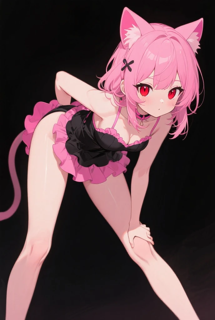 NSFW,masterpiece,Highest quality,High resolution,Very detailed,Nana Asta Deviluke\(To Love-Ru\),Pink Hair,Purple Eyes,long hair,Twin tails,tail,Small breasts,Crop top,Shorts,Knee-high socks,Red Light District
