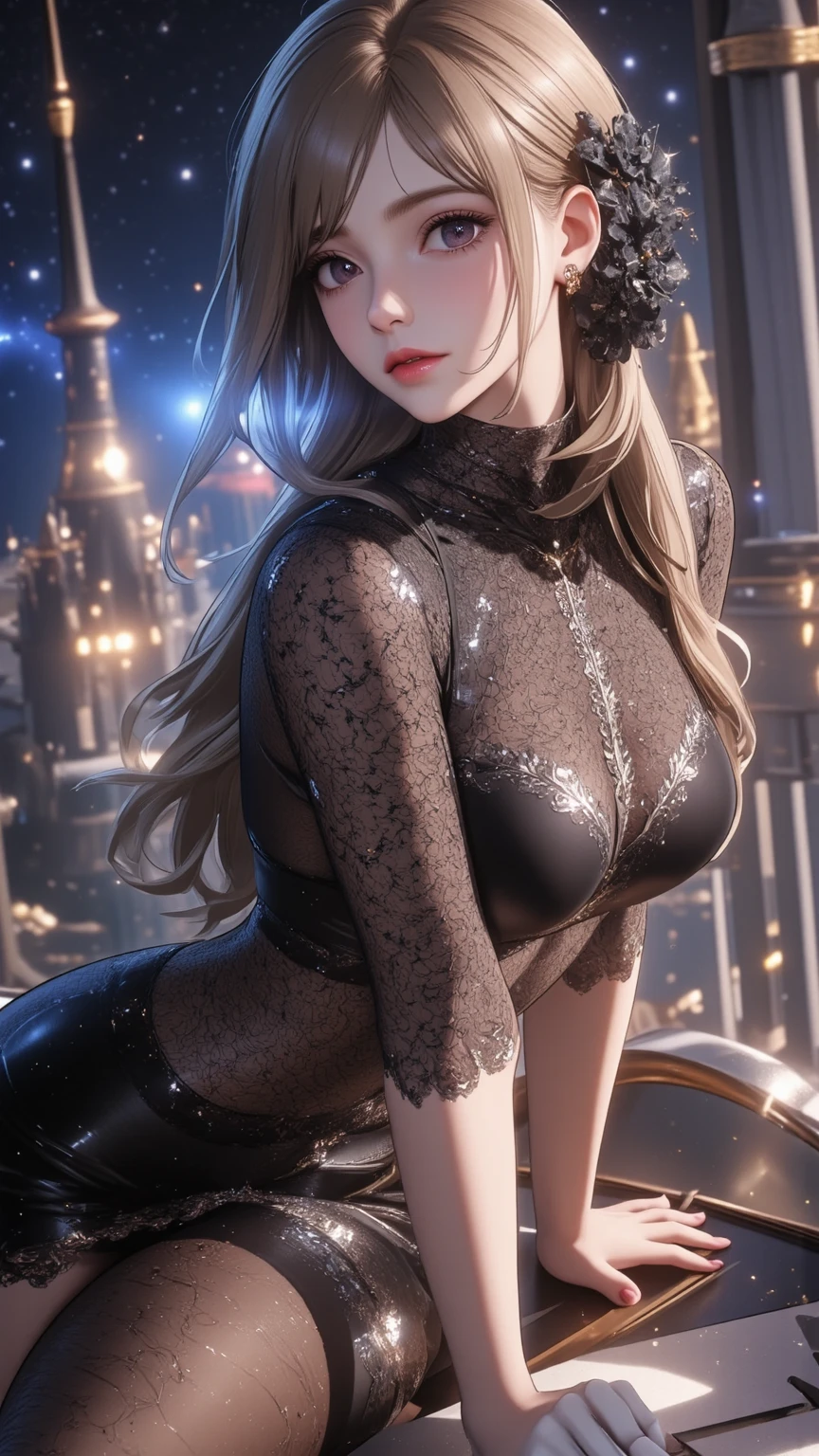 masterpiece,best quality, official art,extremely detailed CG unity 8k wallpaper, nsfw, sexy body, body, ultra realistic, silver hair,seductive smile, 1 girl,midnight,eye contact, close up,demonic wedding full dress, clothed,oily skin,medium breasts, wet dress, transparent dress,succubus, tanned skin