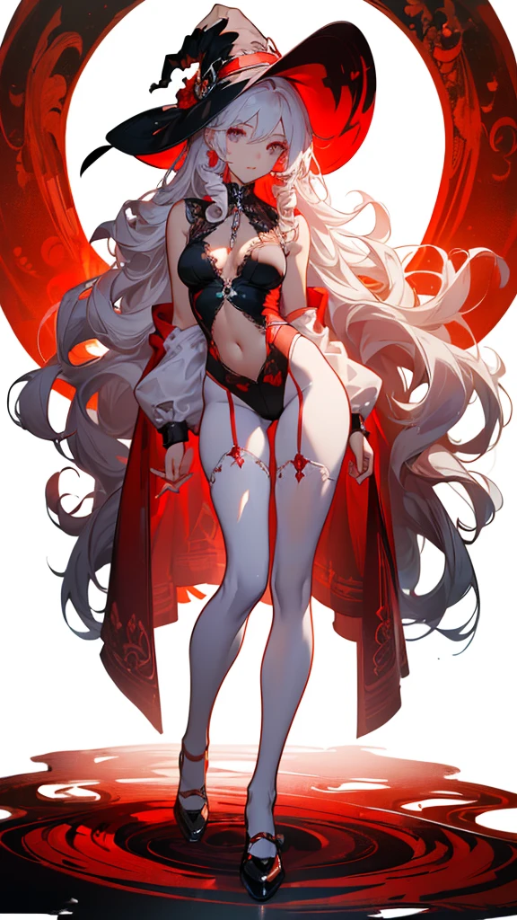 ((full body)),masterpiece, Highest quality, High resolution, One girl, sweeper, Long Hair, Twin tails, hair band, Heterochromia iridis, Medium chest, Cleavage, Black choker, Red ribbon, Exposing shoulders, Gothic, Red dress，((Red leotard)), Red Bow, Removable sleeves, Red Skirt, Have a weapon, gun, Outdoor, smile, (She lifts her skirt to reveal her wet pussy) (seductive smile)