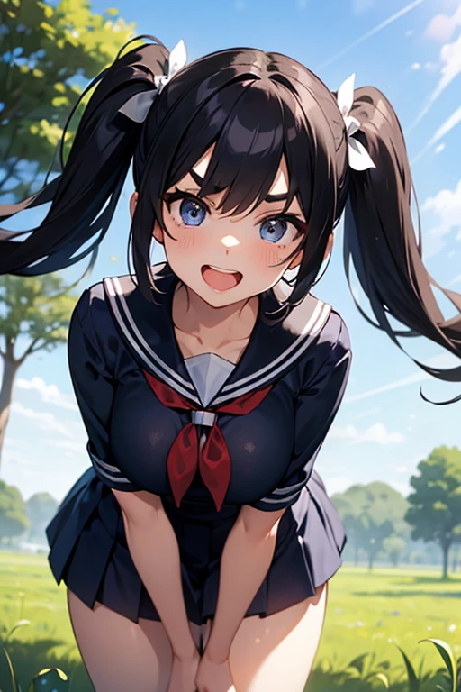 Lewd 、((13 year old girl masturbating))、field、garden、grass((NSfW Vibrator Inserted and Vibrated))、ahegao、pleasure、Climax、Agony、Lewd、Ecstatic expression、A baby-faced, young girl、((Love juices are dripping down her thighs、No pussy juice々leak))Agony and orgasm from the stimulation of the vibrator、Drunken eyes、((A young with a baby face、Lower grades of elementary ))Long twin tails、Blue ribbon、Brown Hair、Soft Hair、Elementary school girl、Vaginal secretions overflowing