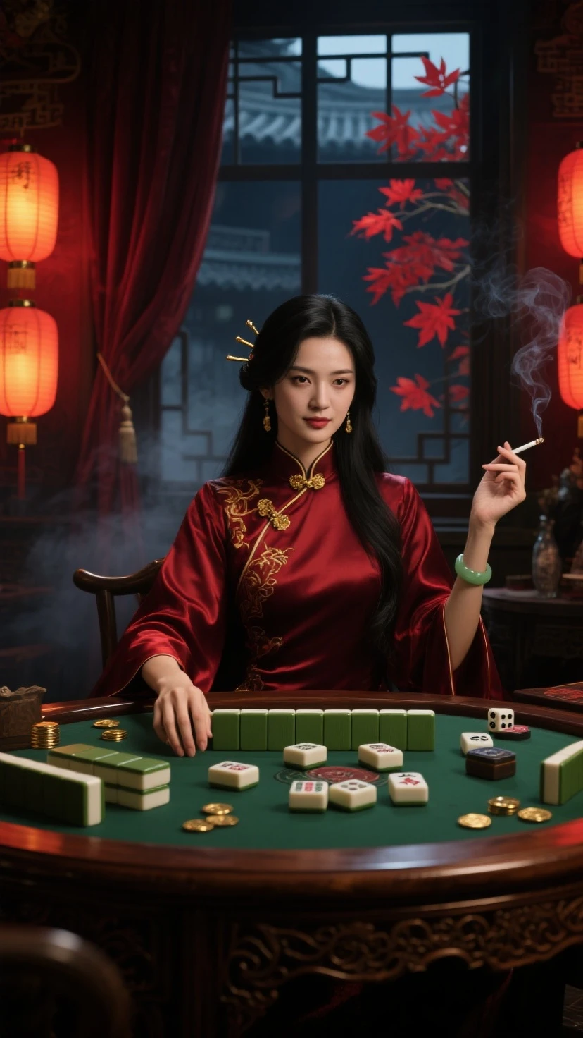 ray tracing,raw photograph,The proportions are the same for all races, All faces and pictures must be different, roulette table,smoking,