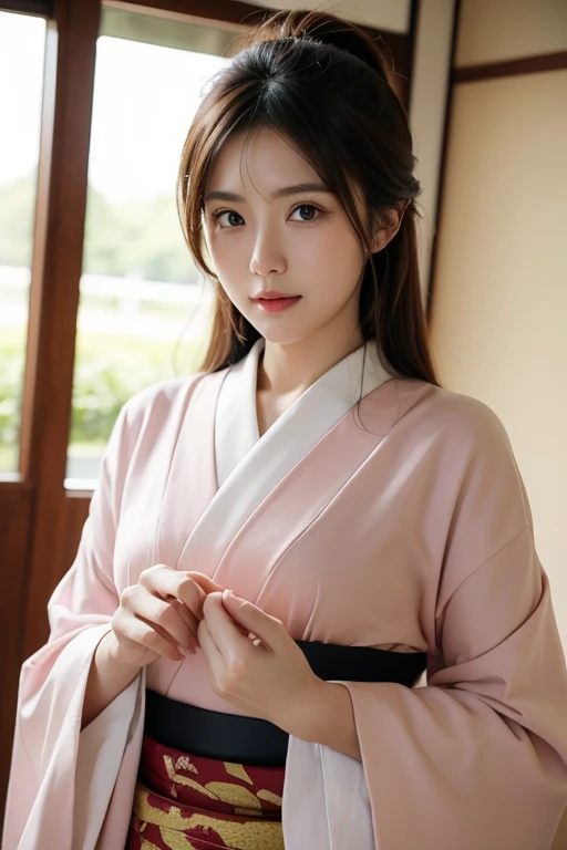 Super Quality, Masterpiece, High Resolution, 1Girl, Blush, (Charming Smile: 0.8), Star Eyes, Chinese Hanfu, Hair Accessories, Jewelry, Beauty, on_body, Tyndall Effect, Realistic, Peach Blossom Forest, Light Edge, Two-tone Lighting, (High Detail Skin: 1.2), 8K UHD, DSLR, Soft Light, High Quality, Volume Lighting, Voyeur, Photo, High Resolution, 4K, 8K, Background Blur