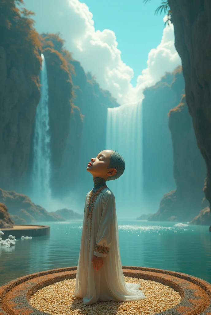 Undine, water spirit cute african girl liquid clothes, rainforest, on background forest wildfires, RAW photo, fov, lens flare, god rays, overglaze, volumetric fog, cinematic light, depth of field, epic, realism, wallpaper, detailed, small details, intrincate, 8k hdr, golden ratio, asymmetry, masterpiece, best quality