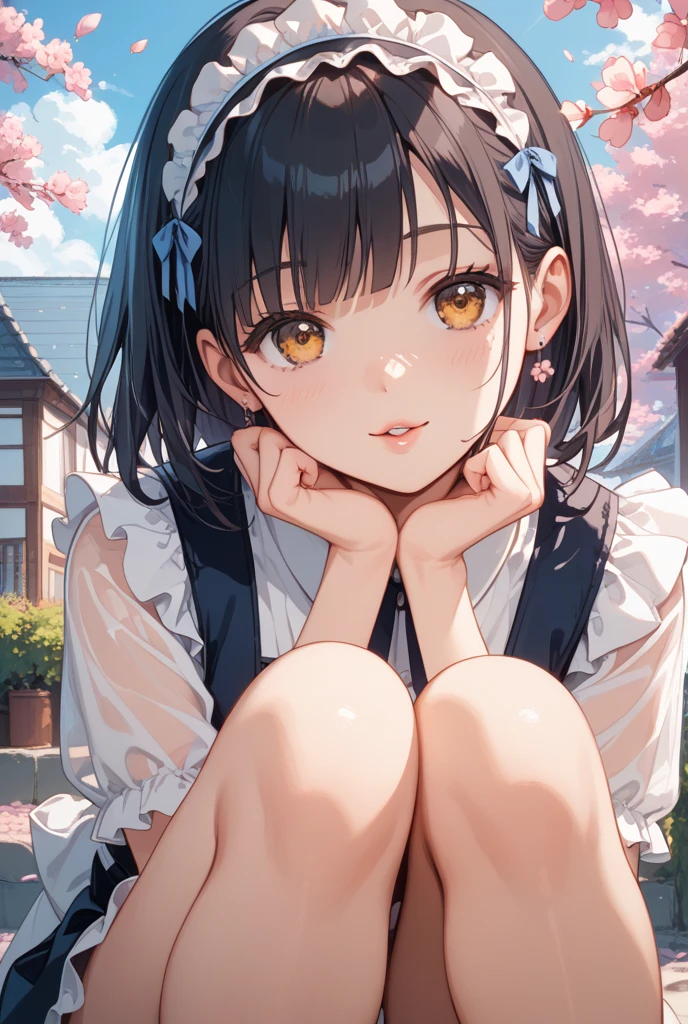 anime girl sitting on the floor with her legs crossed, anime moe artstyle, artwork in the style of guweiz, guweiz, guweiz on pixiv artstation, anime visual of a cute girl, cute anime girl, young anime girl, in dress, guweiz on artstation pixiv, sitting with flowers