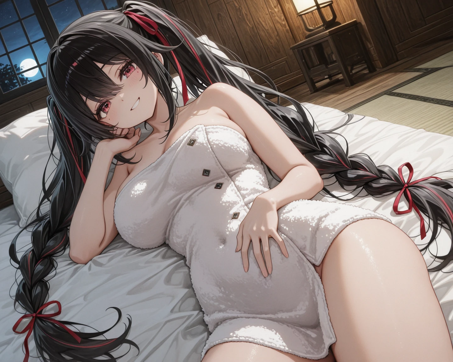 There is a beautiful woman with long hair and an erotic atmosphere.。