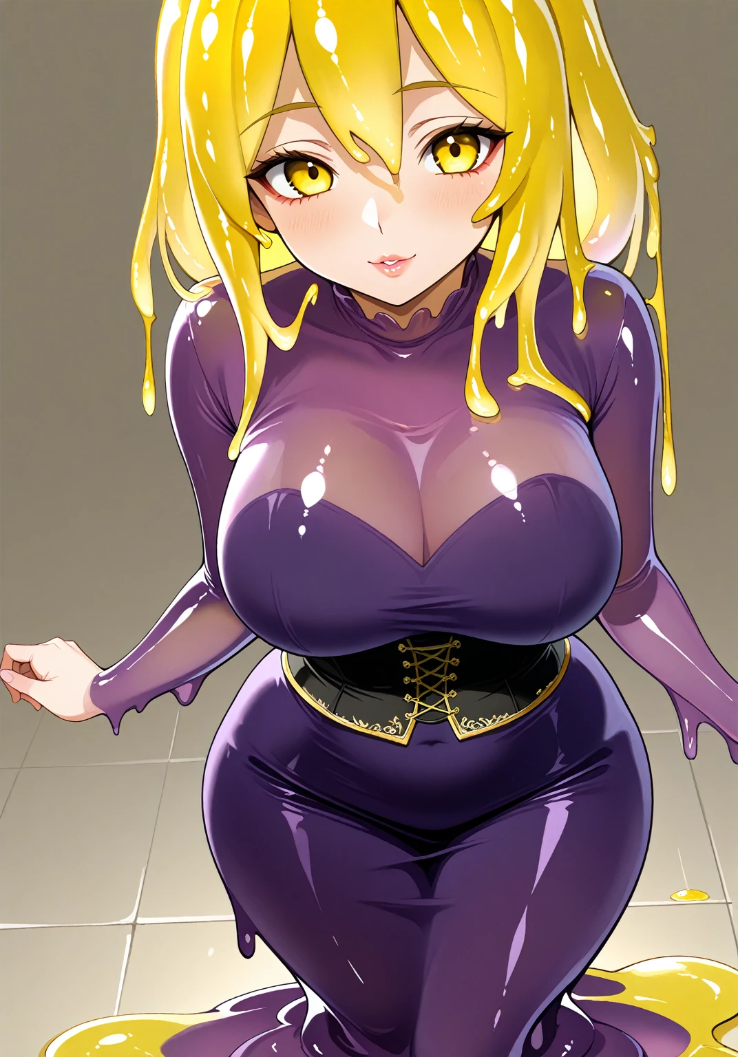 masterpiece, (Highest quality), 1 female,1 Girl,1 boy,,Kawakami_May, Blonde, Hair length, Side Ponytail, Purple eyes,Tie your chest with a rope,Tie with rope,縄でConstraintsされる,Purple leotard, Purple Shiny Leotard, Purple rubber suit, Mole under the eye,Sexy Woman, Embarrassing,blush, Bright colors,,Natural soft light,RTTX 10.0, , Beautiful poop, (Detailed face:1.2), Showcase, (Perfect Eyes:1.1) ,(Photorealistic:1.1), 8K Ultra HD, Looking at the audience, Outside the house, Simple Background,Big Breasts, A chest that's about to burst, Sweaty, Sweaty, Show one's side,縄でConstraintsされる,縄でConstraintsされた,荒縄でConstraints,Constraints