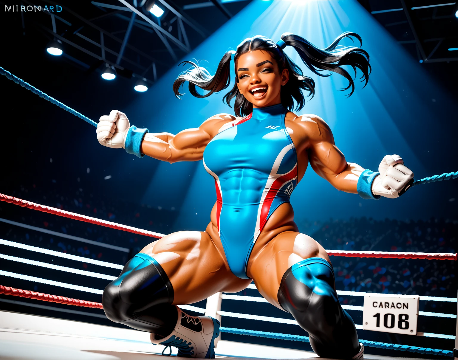 photo of a young woman in a basketball jersey, ((dark skin tone)), big breasts, hair between her eyes, long hair with red streaks, oval face, double eyelids, parted lips, very light brown eyes, solo, sexy (skinned bright: 0.8 ),(Masterpiece:1.4),(Best quality:1.4), Natural, Bright red lips, low angle, (from bottom angle), highly detailed skin, skin pore skin, (sfw) in a court during a play, dynamic pose, pele limpa sem marcas