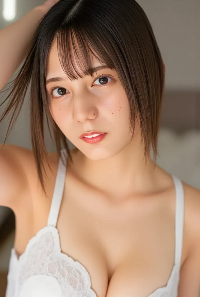 20 year old cute Japan woman, ((Extremely precise and accurate anatomy:1.0)), (photo Realistic:1.4), (hyper Realistic:1.4), (最高品質のRealisticな肌の質感:1.4), (Improvement of quality:1.4), (Enhances the beauty of skin texture:1.1), clean and glowing skin, mesh, thin:1.2, (Realistic:1.3), Realisticなライティング, (Smoother lighting:1.05), (Improving the quality of cinema lighting:0.9), Backlight, A gentle light that illuminates the face, Ray Tracing, (Bright light:1.2), 32k, One Japanese woman, fine grain, Detailed face, (Film Grain:1.1), (Natural smile:0), (Accentuates body lines:1.1), High resolution, Natural look, Kind eyes, Enhances hair texture, Delicate light and shadow, Clear skin, Graceful Pose, Beautiful Eyes, Sharp details, Soft light reflection, Beautiful contours, Delicate skin tone, Fine hair texture, Natural background, Natural poses in everyday situations, Lora Style
