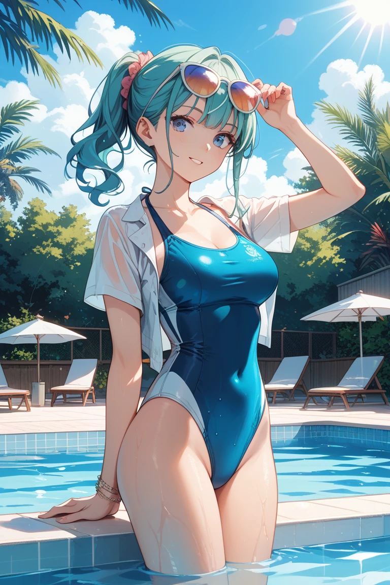 (masterpiece, highest quality, 8K ultra-high resolution:1.4), (ribbon, flowers: 1.4), Depth of the bounds written, cinematic focus, (From above, Close up of chest composition: 1.3), ribbonラッピング BREAK 可愛い女の子, slender body, flat chest, A provocative and loving expression, highly detailed shiny skin, Dark blue one-piece swimsuit, (Wet and shiny detailed swimsuit: 1.2), Wet and shiny thighs BREAK
(realistic: 1.2), Beautiful bob hair, Wind, detailed in the Wind, petals dancing in the Wind
BREAK
ultra detailed crystal eyes, bright cyan jewel eyes