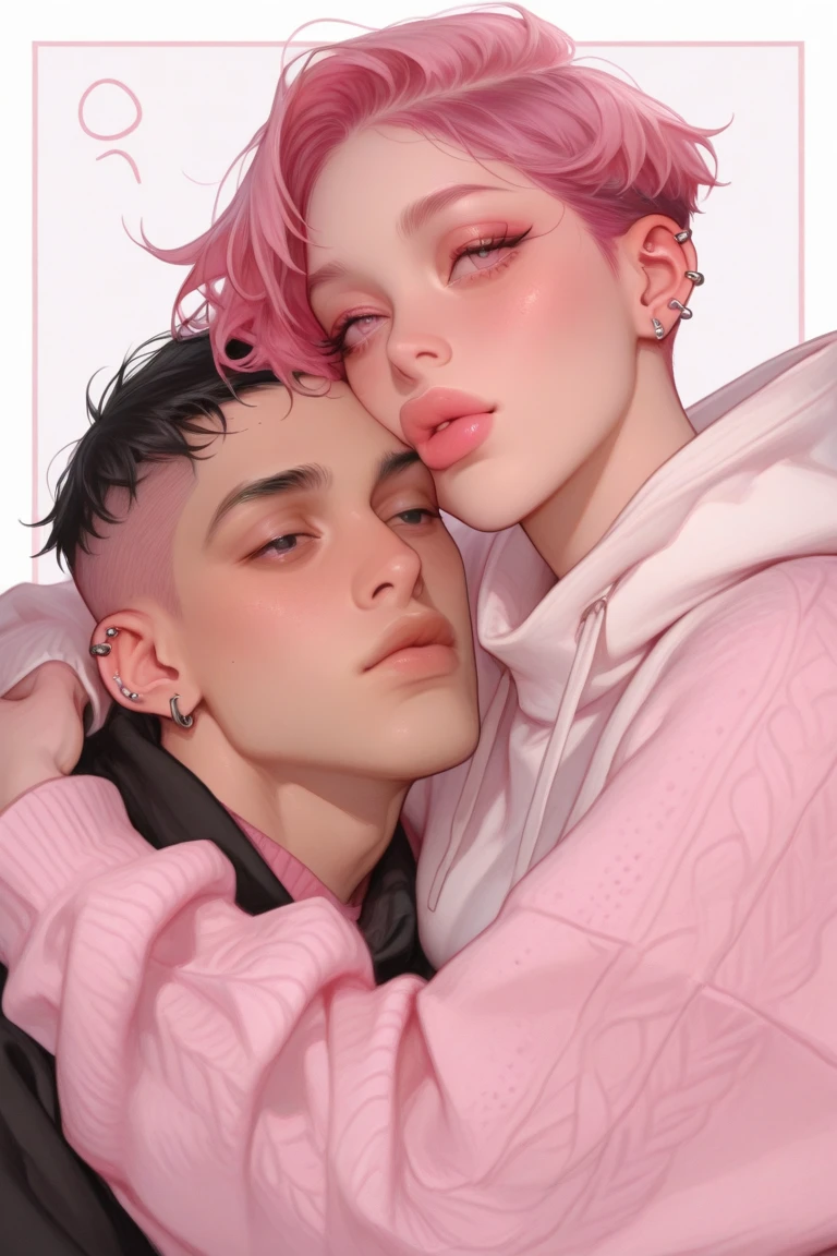(portrait, blurry background:1.4),
punk couple kissing on the cheek in the city, watermelon is his trademark,
wearing punk clothes, punk hair, tattoo, fashionable,
(special effects),
masterpiece, best quality,
crisp image, sharp image, clear image, realistic image,
finely detailed body, finely detailed hair, finely detailed face finely detailed eyes,
extremely detailed background,