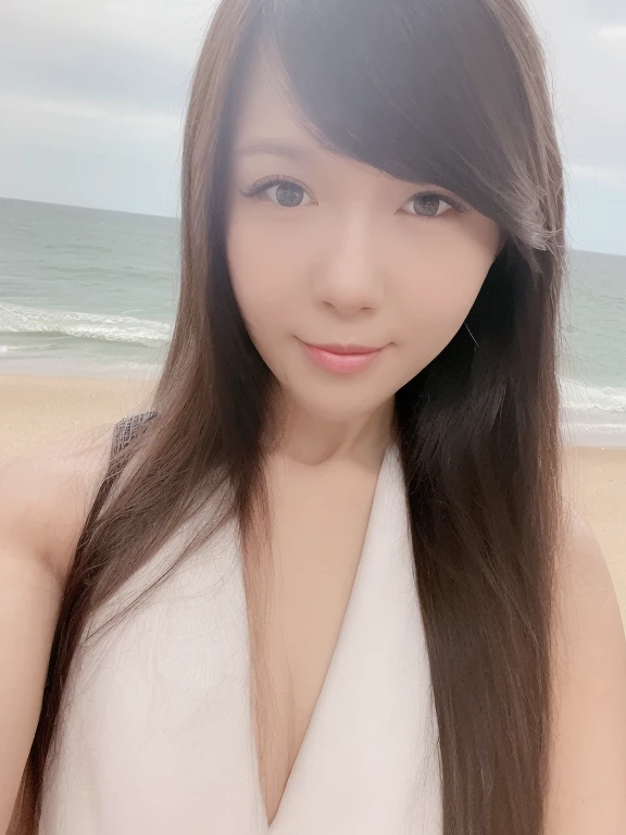 ((Best Quality, 8K, Masterpiece: 1.3)), , Focus: 1.2, Perfect Body Beauty: 1.4, Buttocks: 1.2, (Layered Haircut: 1.2)), (Dark Street: 1.3), Highly Detailed Face and Skin Texture, Full Body, Fine Eyes, Double Eyelids, Whitened Skin, Long Curly Hair, (Round Face: 1.5), (White Banoleau Dress: 1.6). Smile on the beach of the villa by the sea,