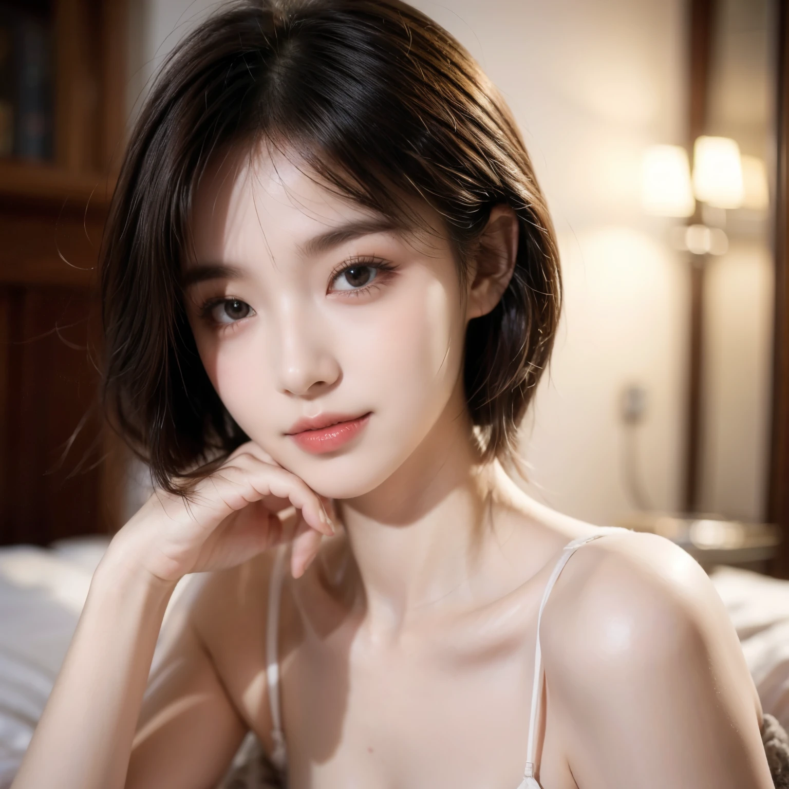 high resolution, masterpiece, Sarashina Ryuka, short hair, Black Hair, (Solitary), 1 Girl, Lovely, Internal, Delicate eyes, (black eyes)