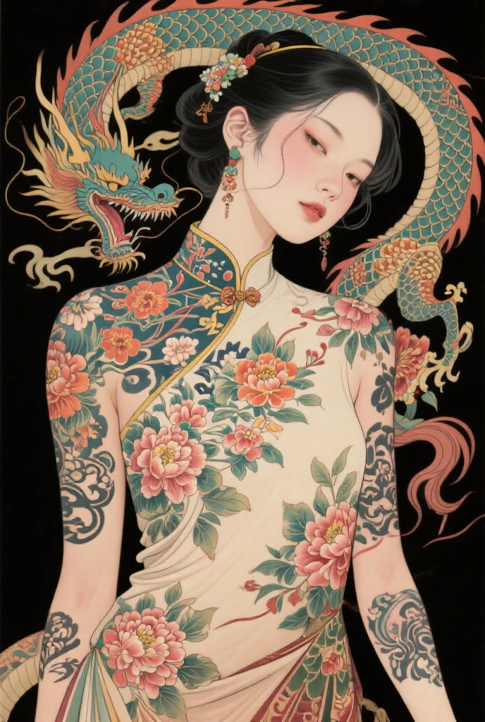 Chinese traditional ink Body Art style, (Draws the graceful figure of a woman with simple lines），Please step back, Undulating lines, Thick and thin lines, (Body Art）,
Line art, Black and white painting,Drawing Characters,Line art,Lyrical abstraction, Fountain Pen Art,gel pen,Pencil Art,