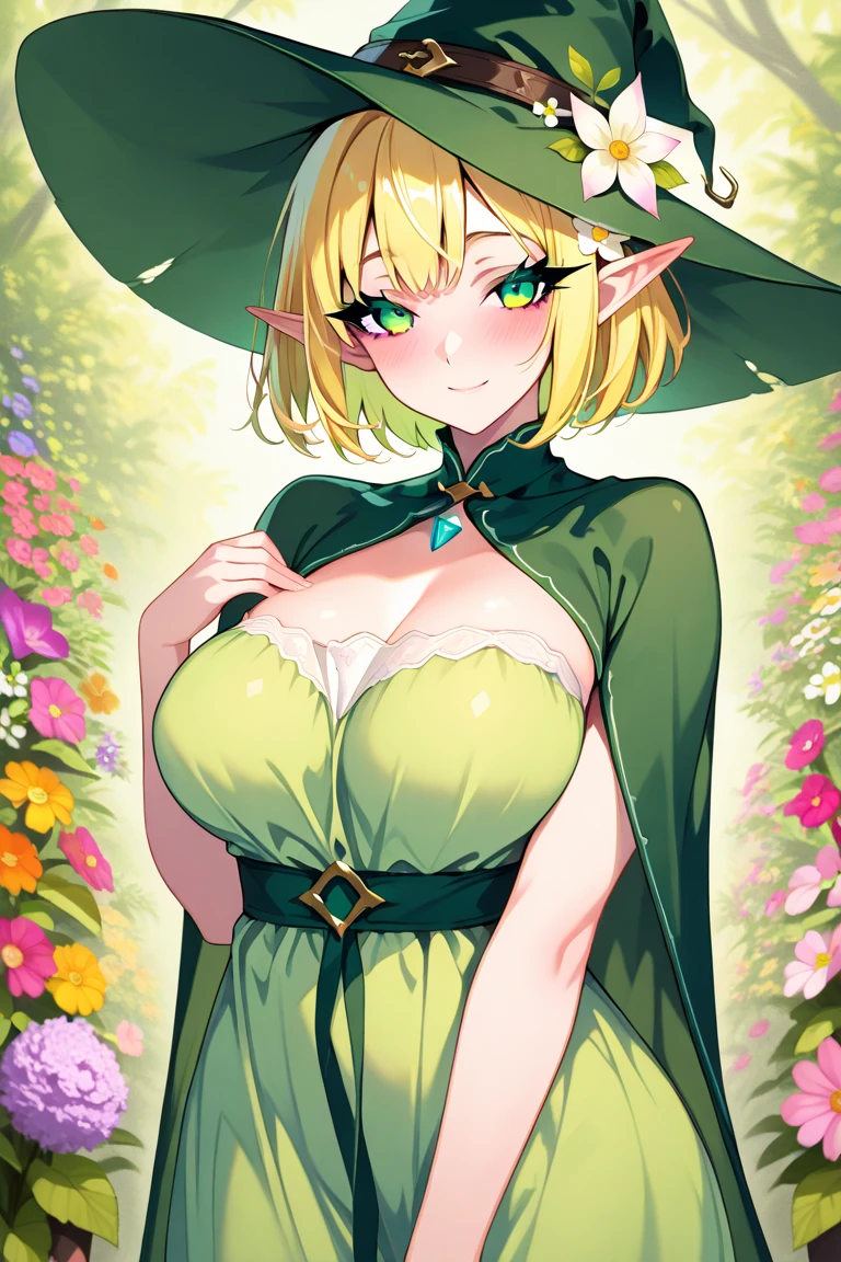 ((fantasy)), 2girl, (((((elf woman))), ((((shiny blonde long straight)), ((middle breasts)), ((green surcoat)), ((green miniskirt)), green eyes, closing eyes, hugging, Art nouveau background