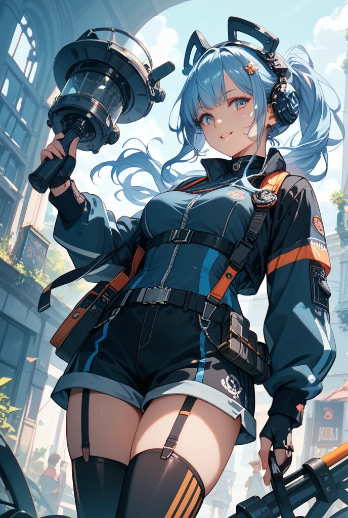A stylish girl in pixel art form, with a penetrating gaze and expressive eyes. She has sleek, modern hair, possibly in an edgy cut or vibrant color like electric blue or deep purple, with an accessory like a hairclip or hat. She's wearing fashionable clothes in bold colors, such as a trendy jacket over a chic top and stylish pants or a skirt, with details like zippers or patterns. She might be holding a cool accessory, like a small bag or a gadget, reflecting her stylish personality. The background should be simple and clean, with elements that refer to the Pixel Art universe, such as small pixel stars or geometric shapes, to avoid distracting from the main character. The size should be suitable for a profile icon (ideally square), with good resolution to maintain clarity at different display sizes.