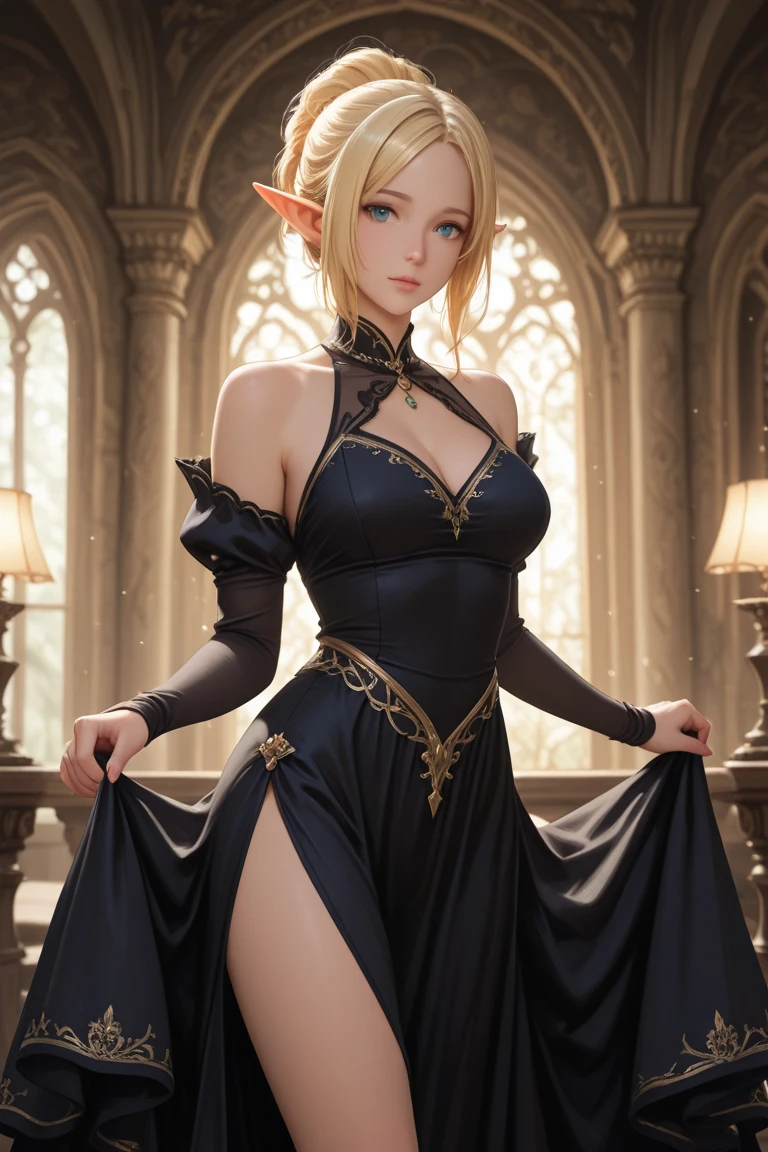 beautiful detailed big breasts under dress cloth