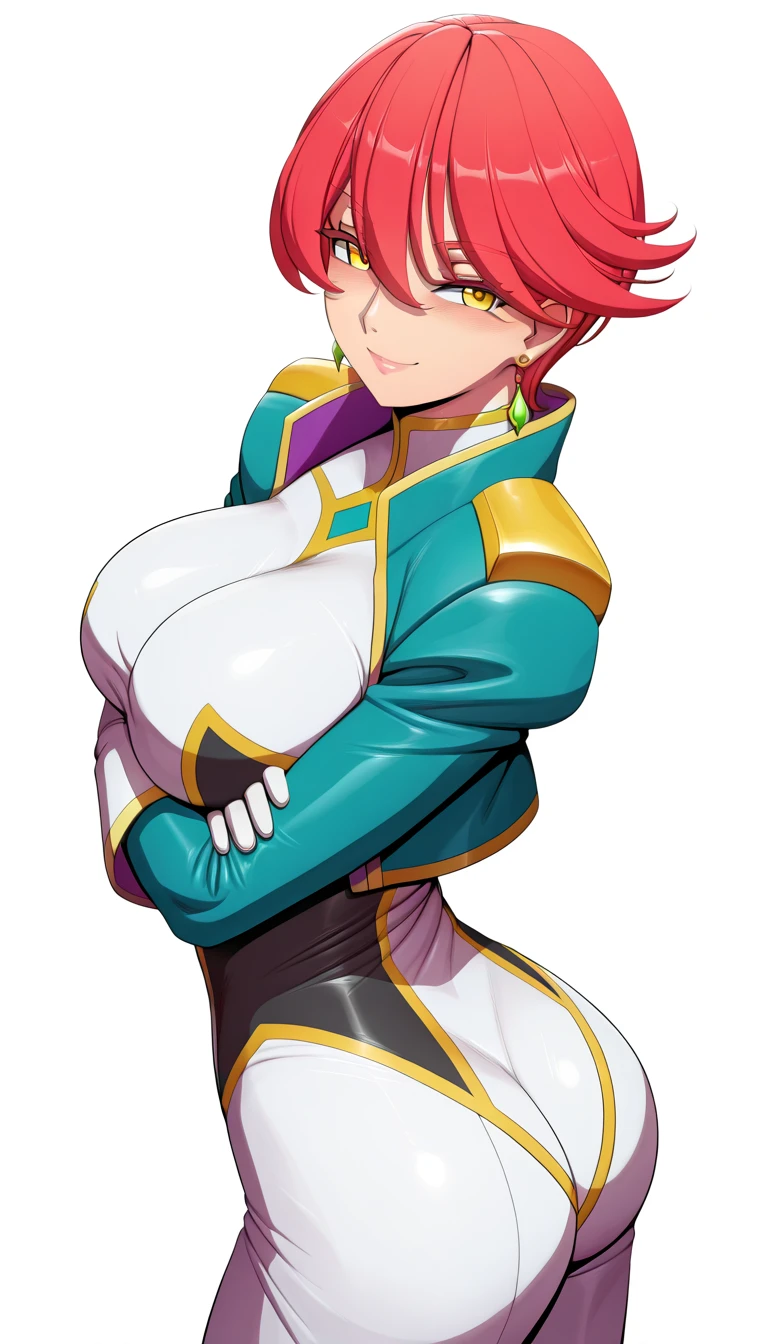 RanmaChan, Red hair, Braided hair, blue eyes, detailed eyes, whole body, lindosexyrobutts, tight black blouse, black crop top, exposed navel, clothing attached to the body, Tanga sexy, sexy stockings, 【Costume】【cosplay】White Dress of Albedo (Overlord), white thong, big neckline