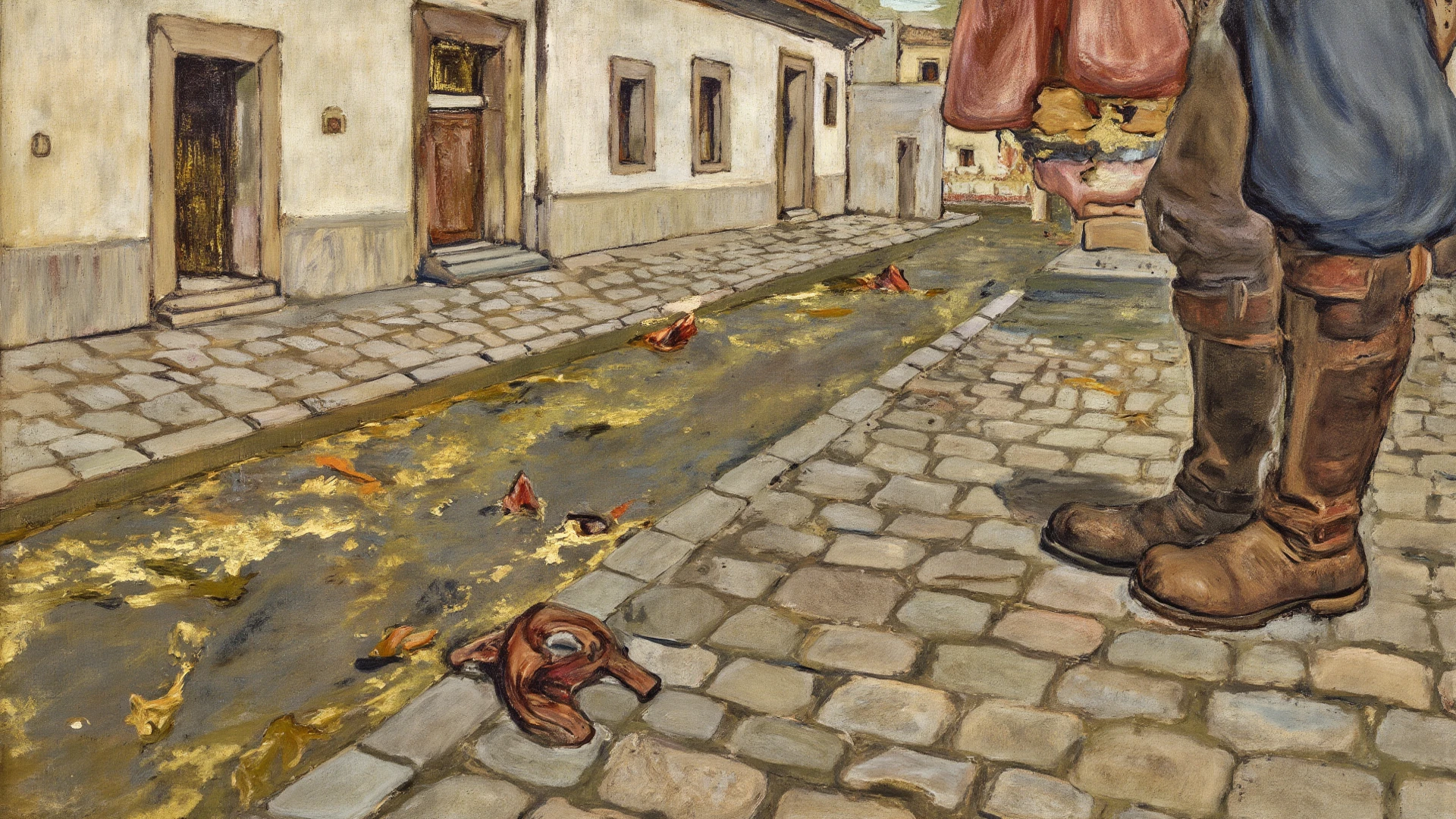 <lora:Tintoretto Style:1>Tintoretto Style - reate an ancient painting in Tintoretto syle, that depict a car in the garage