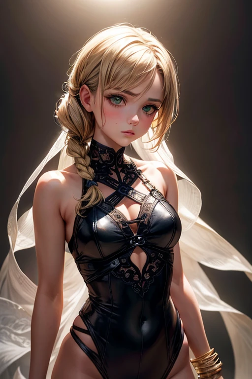 portrait Elle Fanning, wearing sexy spider outfit, against the background of a spider web, 7 0 3 0 s, curly hair, intricate, elegant, highly detailed, digital painting, artstation, concept art, smooth, sharp focus, illustration, art by thomas kindkade, charlie bowater, artgerm, greg rutkowski, alphonse mucha and alexandra fomina, 36k, glittering, shining