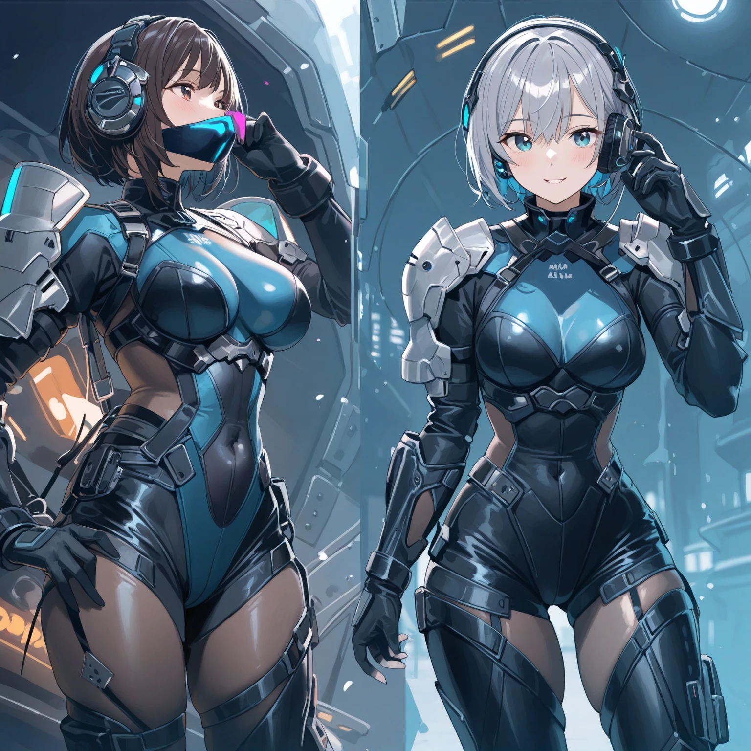 woman,20-year-old,,city,night,white tight miniskirt bodysuit,(Harada Makoto),open mouth smile((See-through)),Blonde and black hair mesh