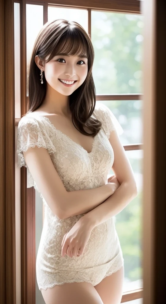 Professional Lighting,(Photorealsitic:1.4), (Top image quality:1.0), (超A high resolution:1.0), 8K, Raw photography, (masterpiece:0.2), (pureerosface_v1:0.5)、(Best Quality Detail:1.2)、realisitic、8K UHD、hight resolution、(1girl in:1.2)、The ultra-detailliert、High quality textures、intricate detailes、detaileds、Very detailed CG、High quality shadows、Detail Beautiful delicate face、Detail Beautiful delicate eyes、(Symmetrical eyes:1.2),depth of fields、Ray traching,1girl in, japanaese girl, (Natural smile:1.4),Cute, slender, Portrait of a beautiful Japan woman in black lacy lingerie, Standing in an elegant posture in a bedroom. Hair decorated with elegant and delicate kanzashi, and a gentle expression. Soft light on a spring afternoon、Adds tranquility to the scene. Render in a realistic style with meticulous attention to detail, high resolution images.skyporn, Magic Hour, (Realistic:1.3), Finely detailed, quality, (masterpiece:1.2), (Photorealistic:1.2), (Best Quality), (Intricate details), Dramatic, Ray tracing, photograph, +Lola
